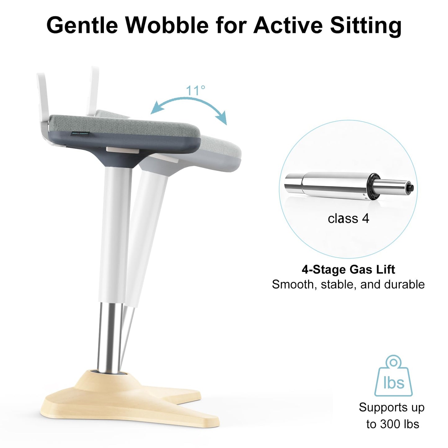 ERGO COLLECT Standing Desk Chair - Ergonomic Wobble Stool for Adults - Active Seating Stool Height Adjustable (22"-31.9") - Perfect for Home Office, Standing Desks, and Classrooms