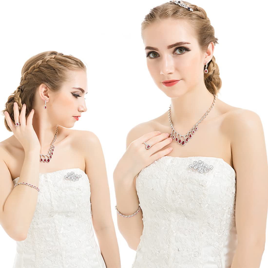 YOQUCOL White Cubic Zirconia Crystal Rhinestone Ribbon Shape Silver Tone Brooch Pin for Women Wedding Brides Jewelry