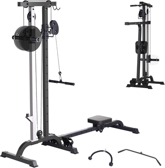 2-in-1 Rowing & Cable Machine for Home Gym, Adjustable LAT Pull Down & Low Row, High/Low Pulley, Multi-Function Compact Fitness Equipment, Full Body Strength & Cardio Training, Durable Carbon Steel
