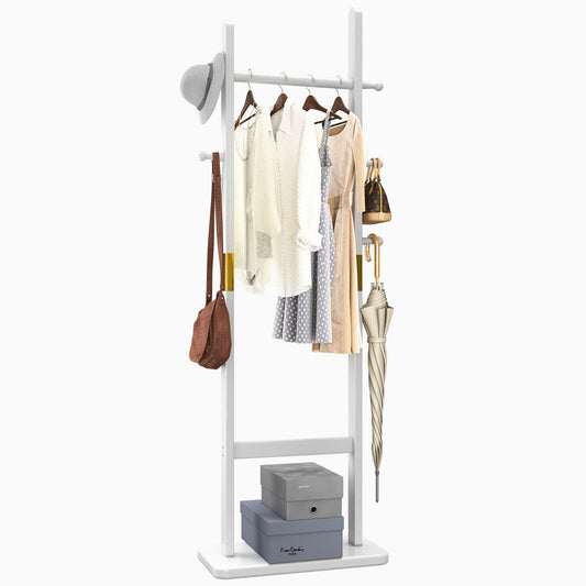 Aibiju Clothing Rack for Hanging Clothes, White Freestanding Clothes Rack Heavy Duty, Small Hanging Rack Hall Tree, Very Sturdy Coat Rack Stand White USYD-201
