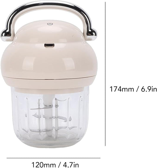 Cordless Baby Food Maker, Electric Garlic Chopper with 350ml Glass Container and 1200mAh Battery, for Preparing Nutritious Meals Fruits Veggies Herbss