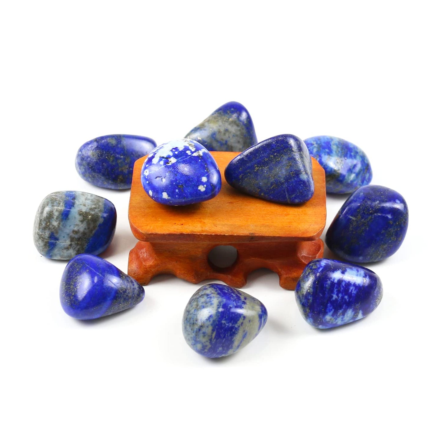 Namzi 10 Packs of Brazilian Tumbled Polished Natural Lapis Lazuli Crystals, Crystals and Healing Stones Quartz Bulk for Wicca, Reiki, Healing Energy, Chakra Stones, Witchcraft Supplies(0.5LB)