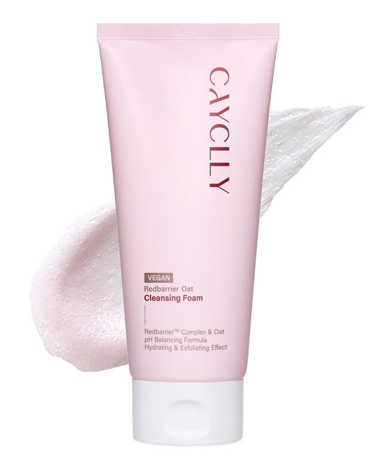 CAYCLLY Redbarrier Oat Cleansing Foam | Gentle Hydrating Face Wash with LHA, PHA & Hyaluronic Acid | Low-pH Korean Cleanser for Daily Use, Pore Care & Removing Impurities, 5.07 fl. oz.