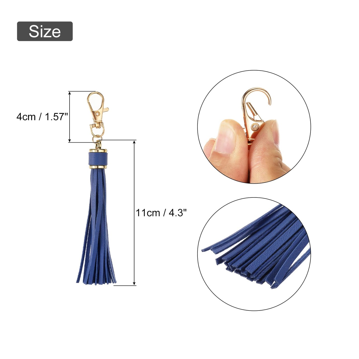 uxcell 18pcs PU Leather Tassels, 5.9 Inch Keychain Tassel Charm with Lobster Swivel for Jewelry Making, Handbag, DIY Crafts, (Navy)