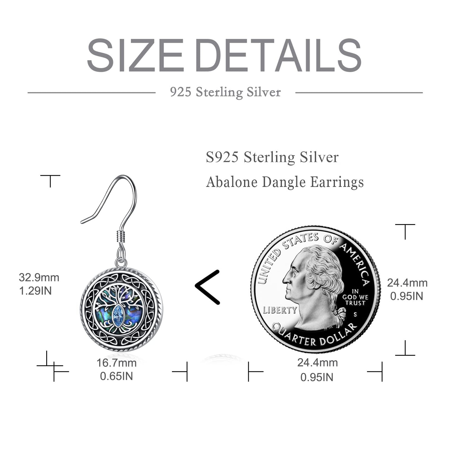 POPLYKE Tree of Life Earrings 925 Sterling Silver Leverback Earrings for Women Celtic Jewelry Abalone Earrings Dangle Tree of Life Jewelry