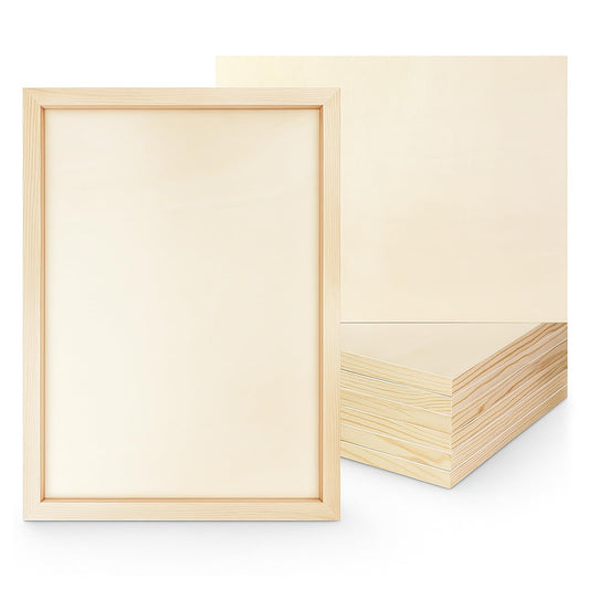 8 Pack Wood Canvas 10x14 Inch Wood Panels Smooth& Textured Pine Wood Boards for Oil Watercolor Art DIY Cratfs by Artists & Hobbyists