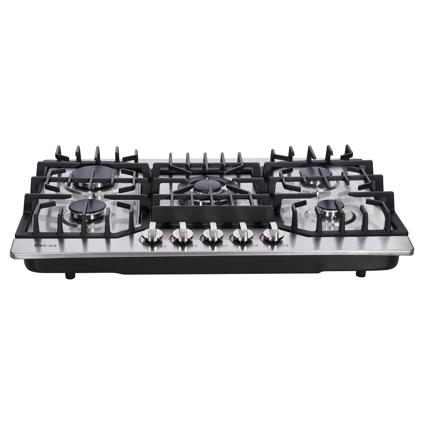 Deli-kit 30 Inch Gas Cooktop, Stainless Steel Built-in 5 Burners Stovetop Dual Fuel Gas Hob NG/LPG Convertible Gas Cooktop DK5712