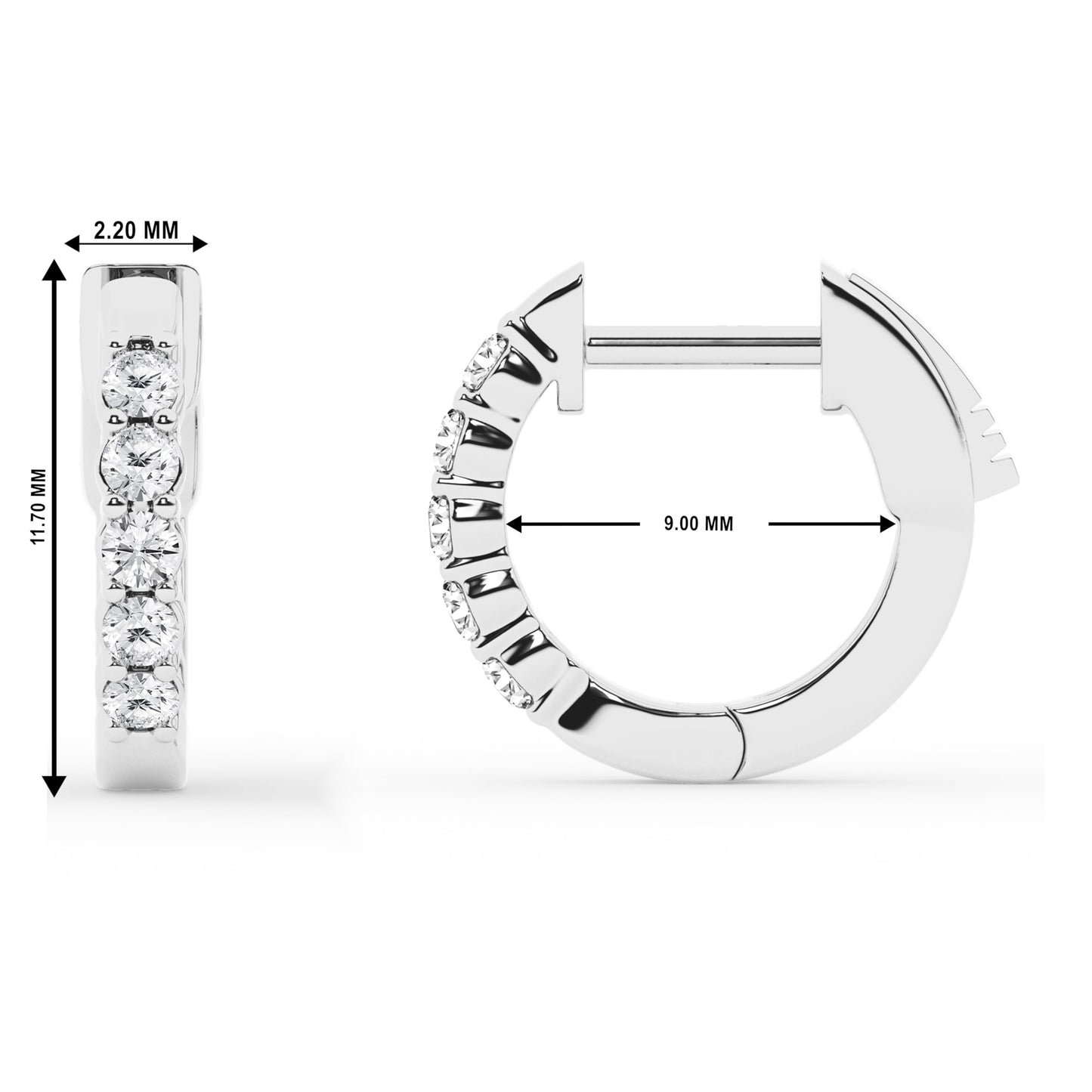 Belacqua 0.25 Carat Round Lab Grown Diamond Huggie Hoop Earrings in Sterling Silver, Color G+, Clarity SI, Prong Set, Fine Jewelry for Women, Gift Box Included