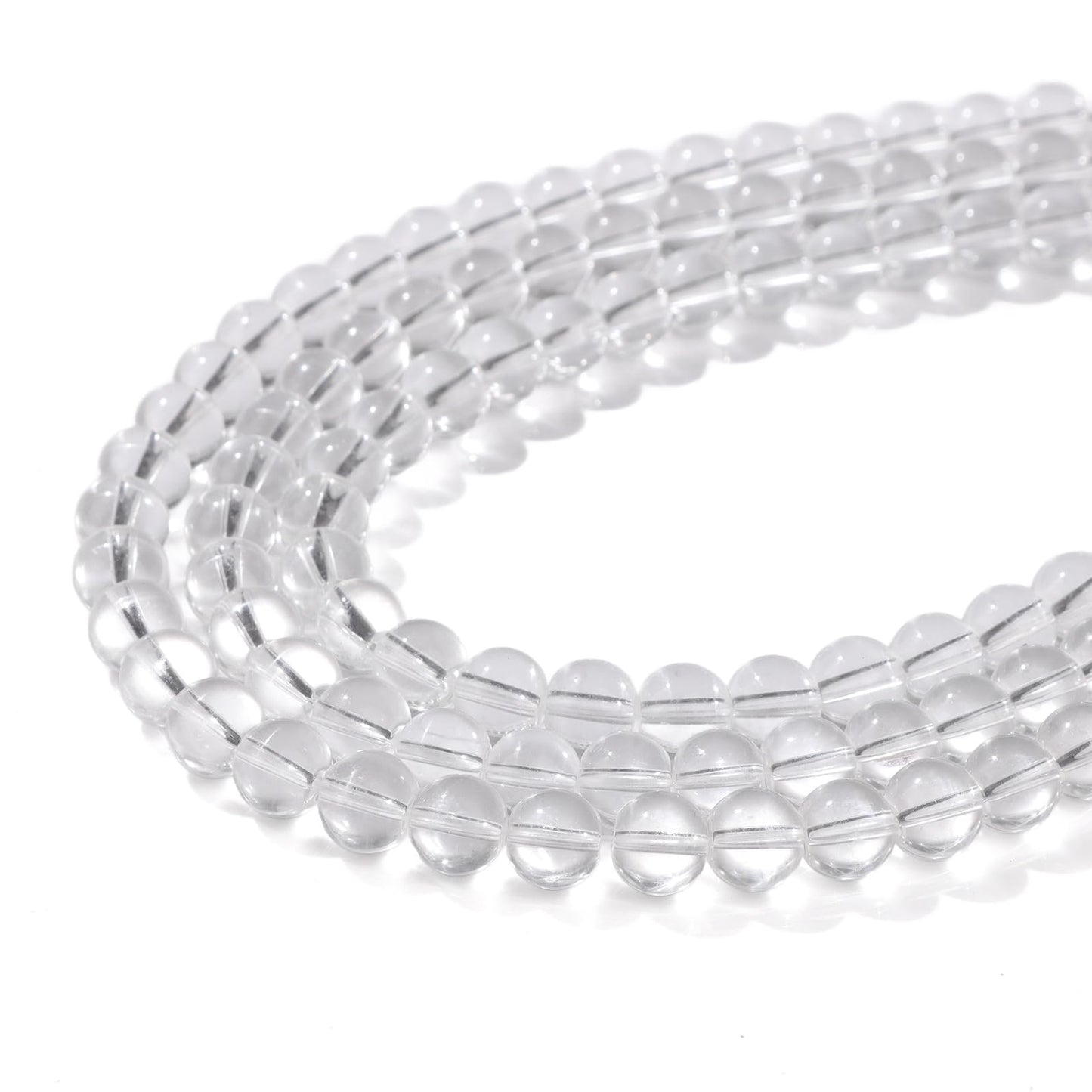 Risyfjew 50PCS 8mm Natural Clear Quartz Beads Gemstone Round Loose Beads for Jewelry Making Chakra Crystal Stone Beads for Bracelets Necklace Earrings Making Supplies (50pcs/Strand)