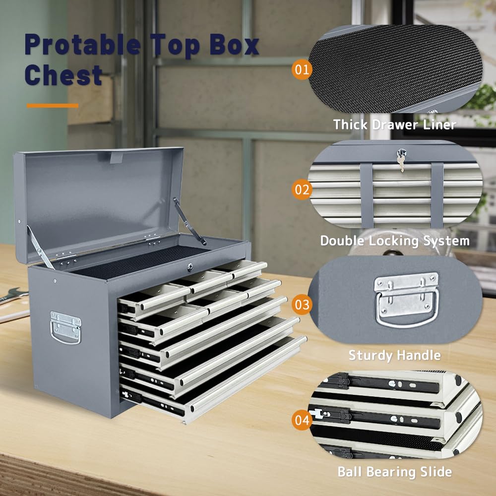 Sormols 13-Drawer Rolling Tool Chest with Double Doors, 2 in 1 Detachable Rolling Tool Chest with Drawers, Mobile Tool Cabinet Combo, Metal Large Lockable Tool Box for Garage Workshop (Gray)