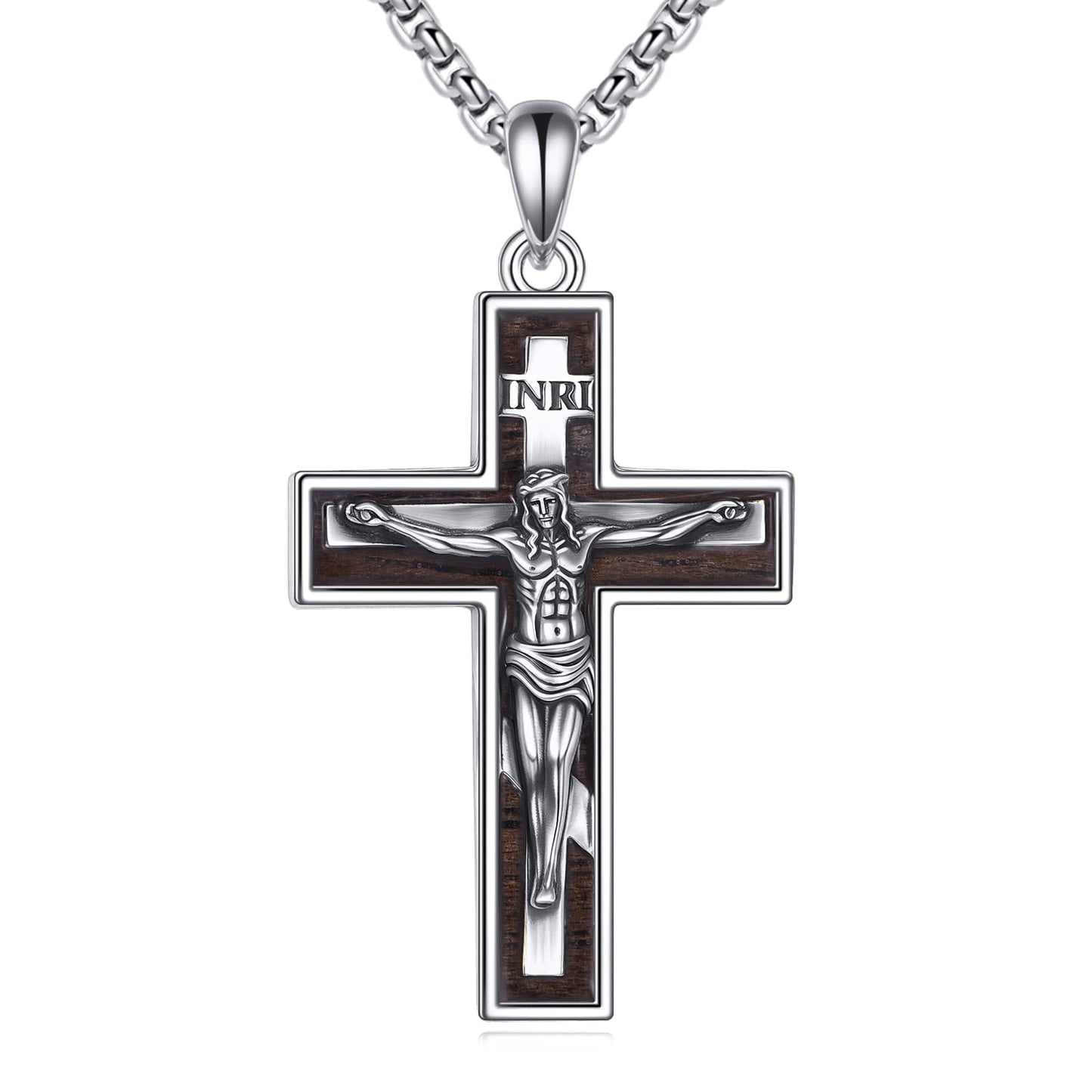 ONEFINITY Crucifix Cross Necklace Sterling Silver INRI Orthodox Cross Pendant Jesus Jewelry Gifts for Women Men