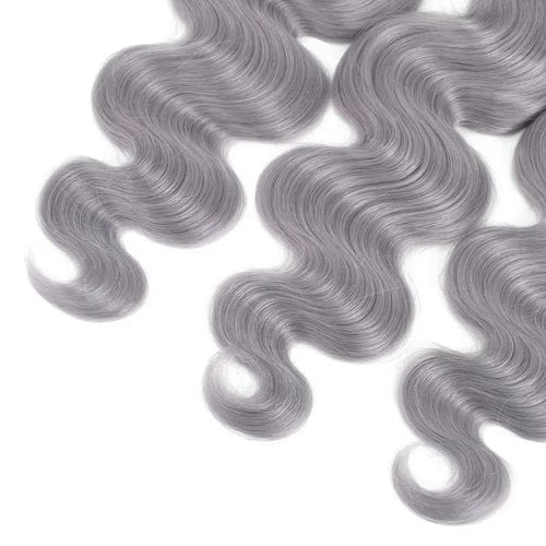 Giginger Sliver Grey Human Hair Bundles 14 16 18 inch Body Wave Human Hair Bundles Sliver Grey 100% Unprocessed Raw Quick Weave Hair for Black Women