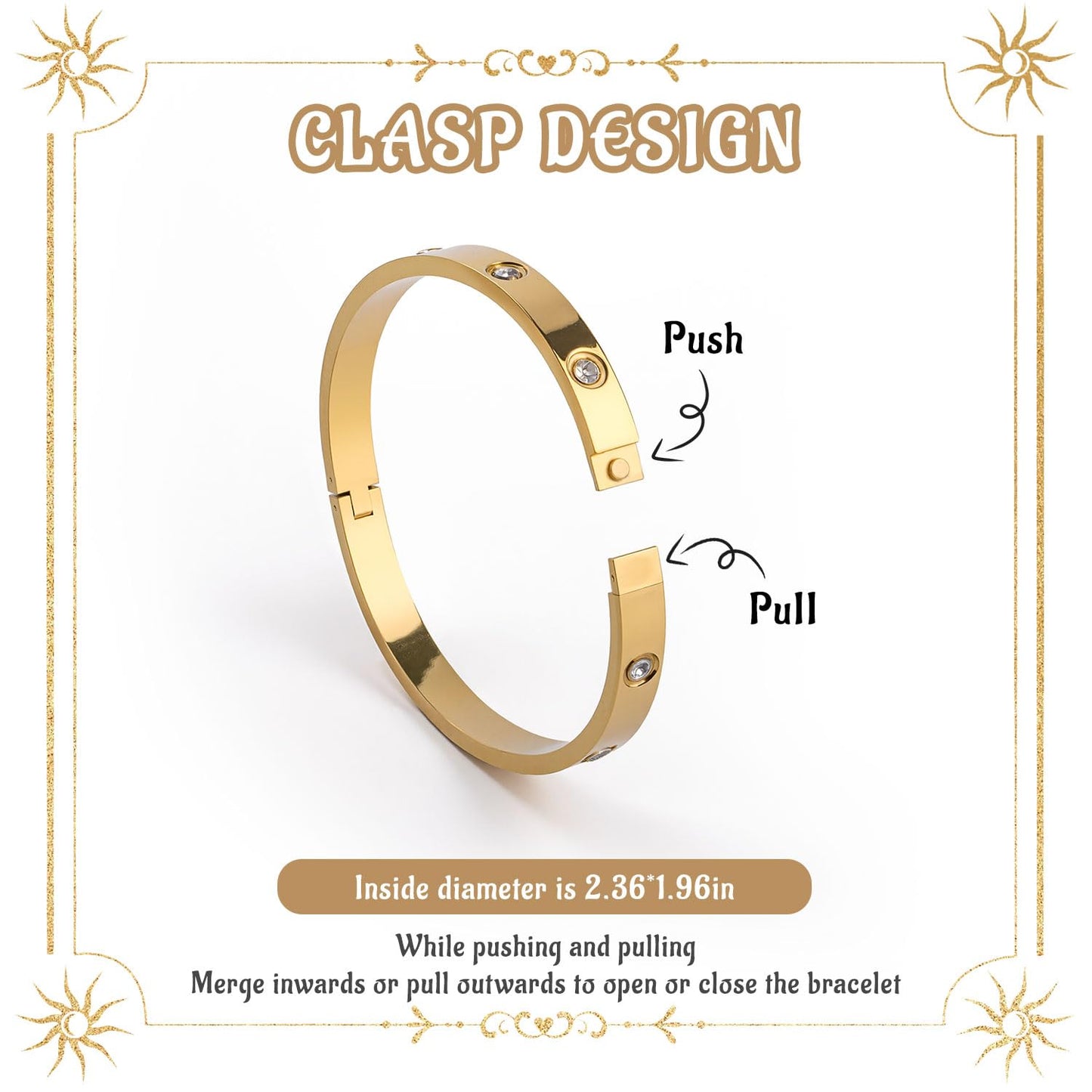 18K Black Gold Plated Clover Bracelet Bangle Set, 4pcs Stackable Four Leaf Gold Bracelet Set for Wife Mom Girlfriend