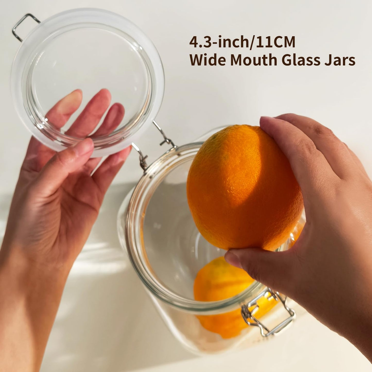 ZALSSKE 1.1 Gallon Large Glass Food Storage Jars with Airtight Lids,Set of 2 Square Wide Mouth Airtight Glass Storage Container,135oz Kitchen Mason Jar with Measurement Mark,for Flour Sugar Canning.