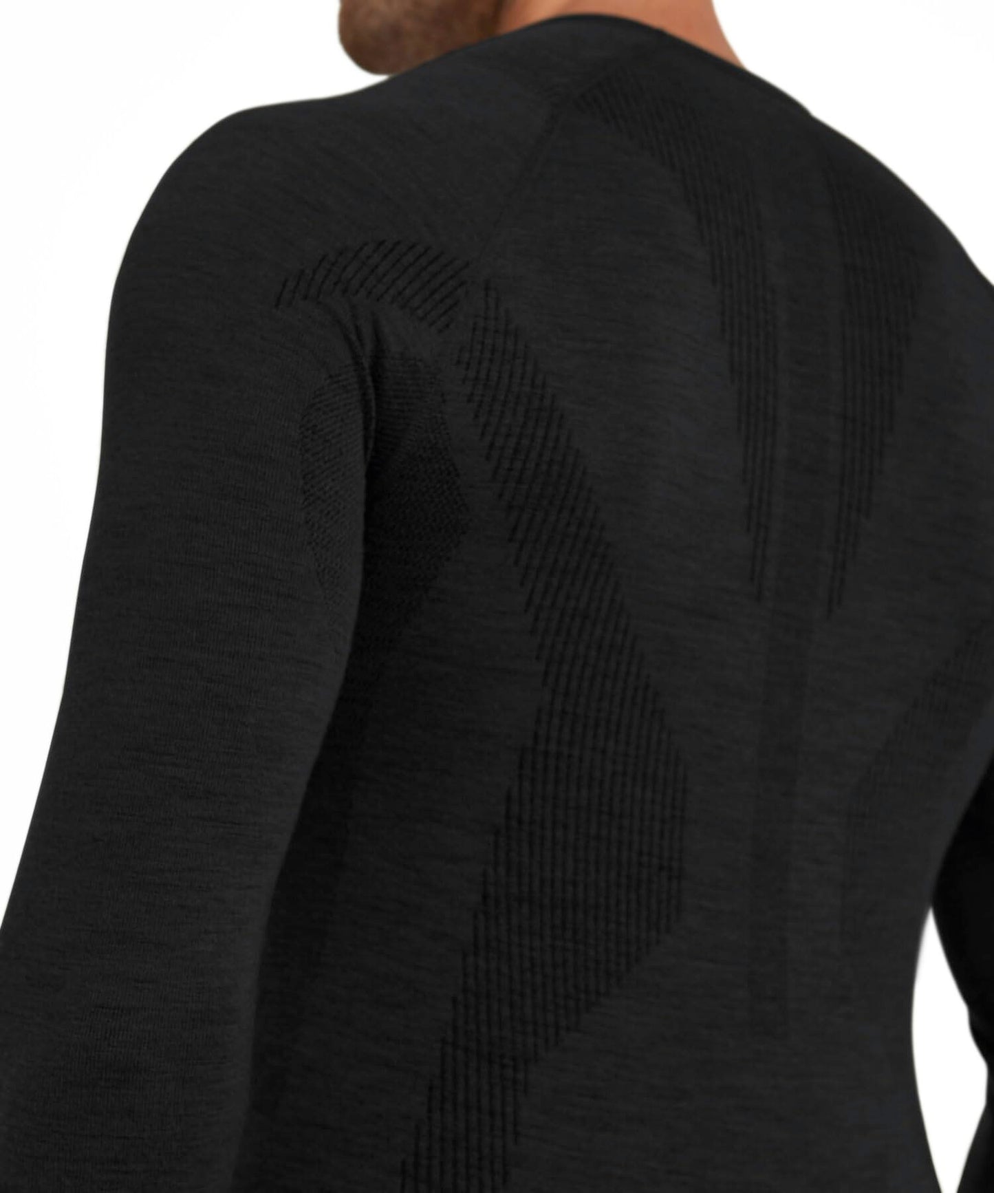 FALKE Men's Wool Tech Base Layer Top, Black, S