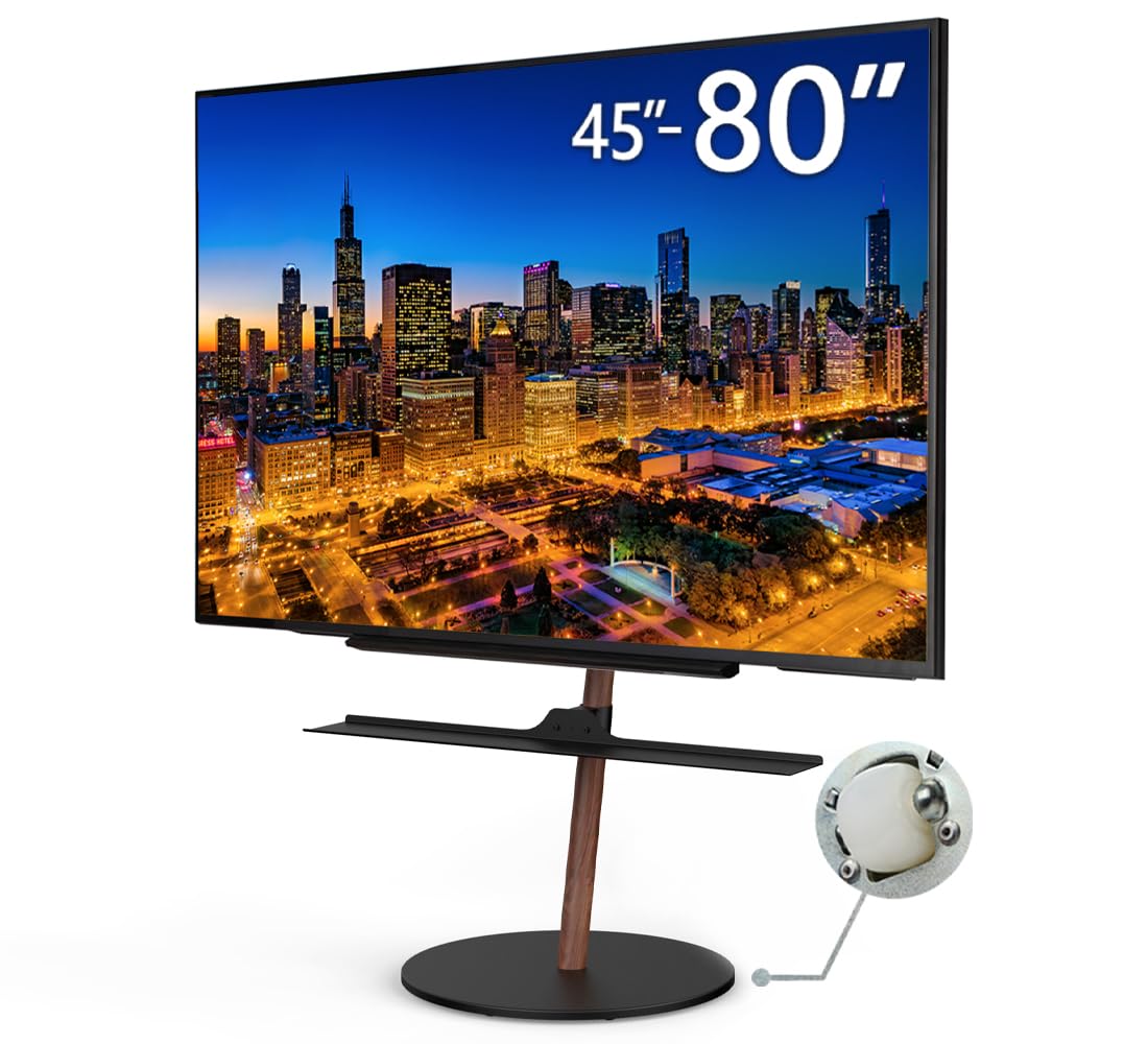 WALL Seven Stand A2 Large | Rolling TV Stand for 45–80" w/ 37.4" Soundbar Shelf | Walnut | Portable TV Stand with Shelf | Height Adjustable, Space Saving, for Living Room and Bedroom
