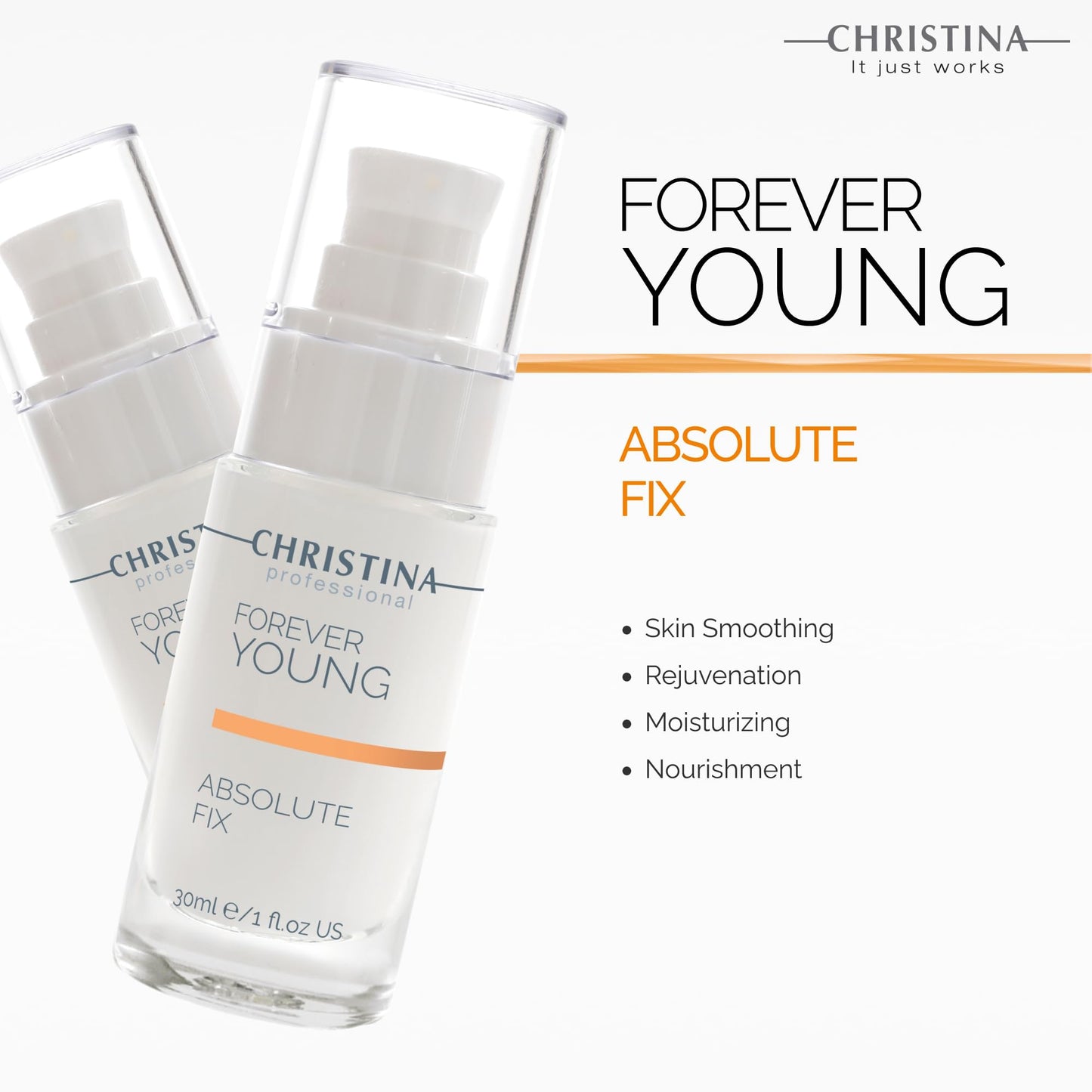 Christina Forever Young Absolute Fix Peptide Serum For Face with Vitamin C | Collagen Boosting, Skin Tightening Effect | Daily Moisturization Face Serum | For Combination, Dry, Normal Skin 30ml