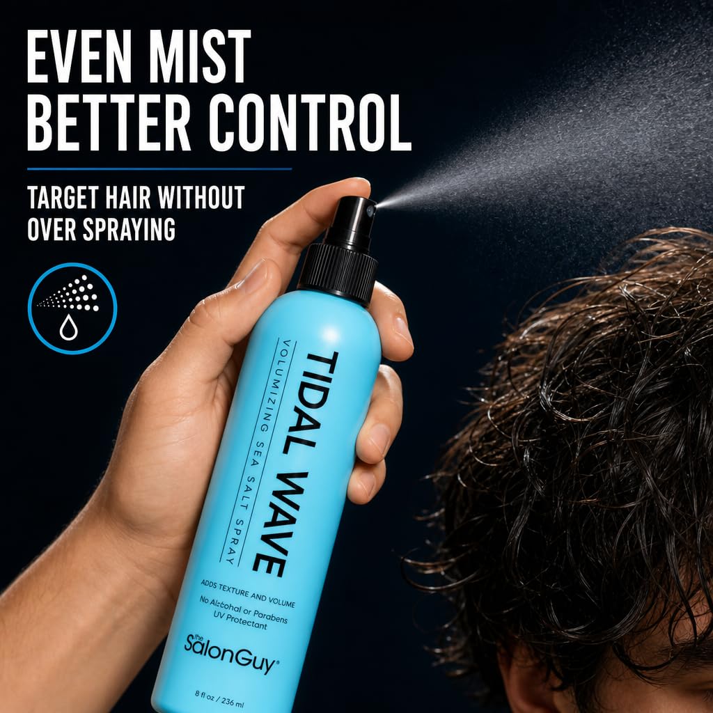 THESALONGUY Tidal Wave Sea Salt Spray for Hair – Volumizing & Texturizing Beach Wave Spray for Men & Women | Matte Finish, Light Hold, Alcohol-Free | All Hair Types | 8 oz