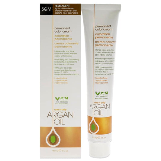 One N' Only Permanent Hair Color - Permanent Hair Dye Made with Argan Oil - Delivers Rich, Accurate Tones with Gray Coverage - Improves Moisture & Elasticity - 5GM Light Root Beer Brown (3 oz)