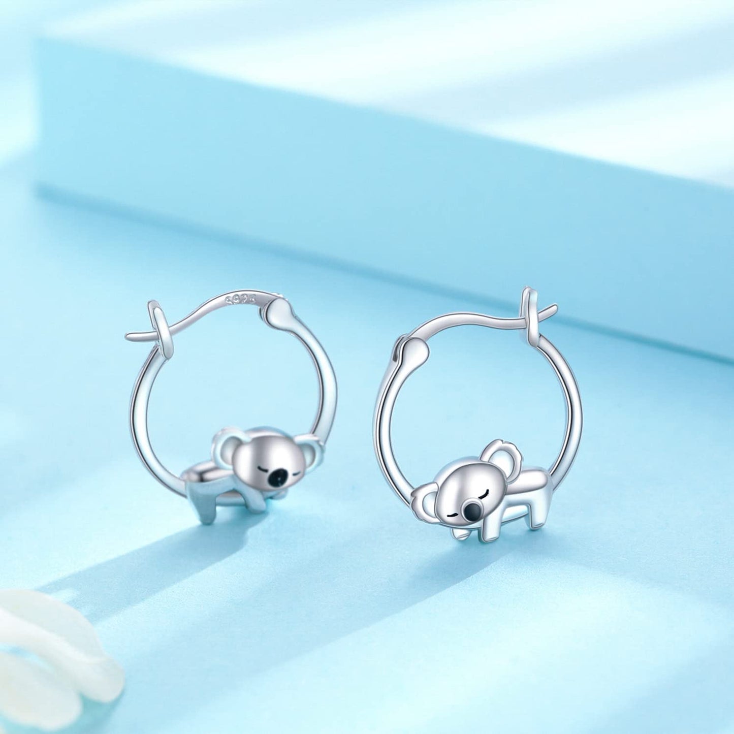 Koala Hoop Earrings for Women Girls Sterling Silver Small Animal Huggie Hoop Earrings for Sensitive Ears Koala Jewelry Graduation Gifts for Daughter Her