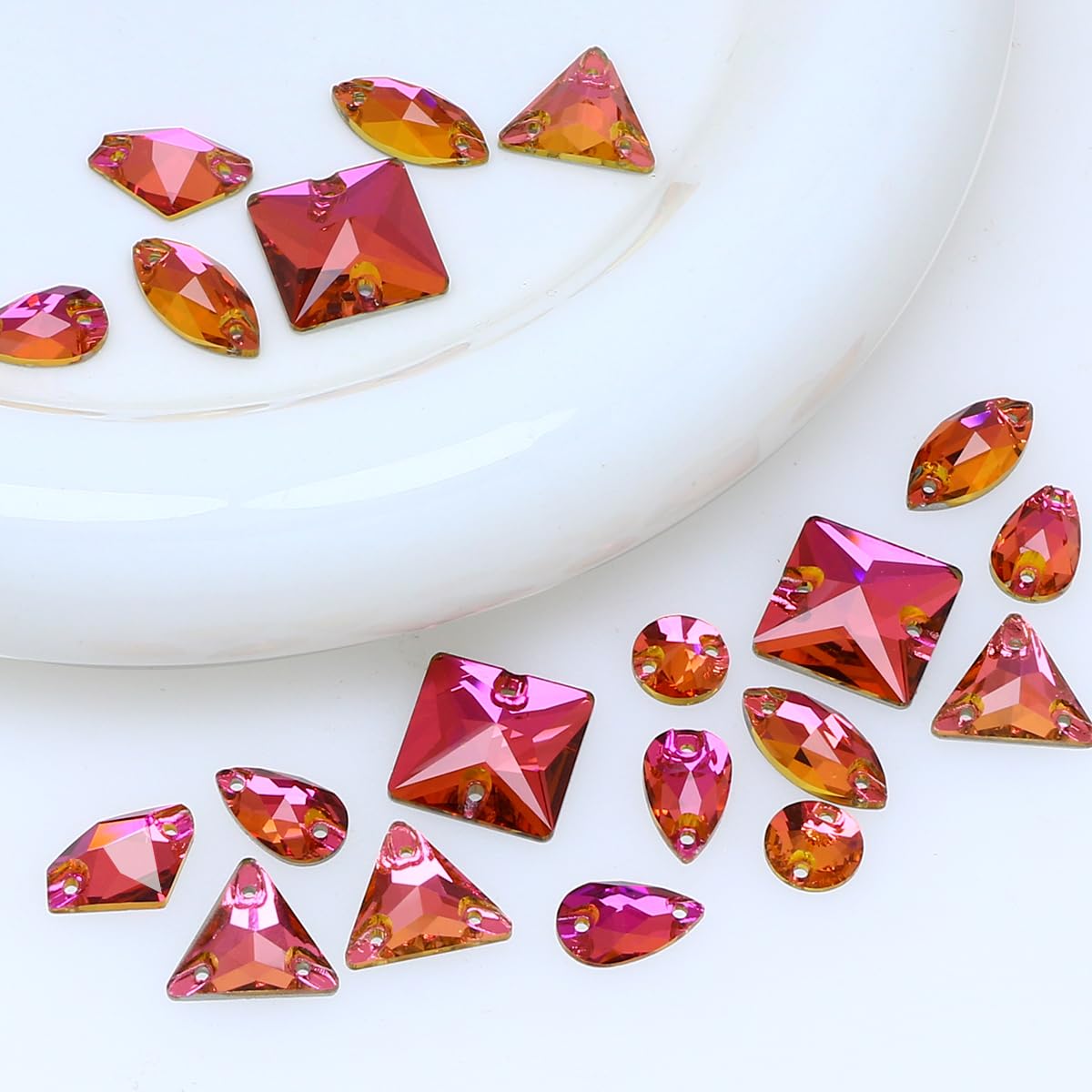 DONGZHOU Flatback Sew On Rhinestones,Crystal Sewing Beads with Holes Flatback Glass Rhinestones Crystal Gems Dress Accessories for Costume, Clothes, Garments, DIY Crafts