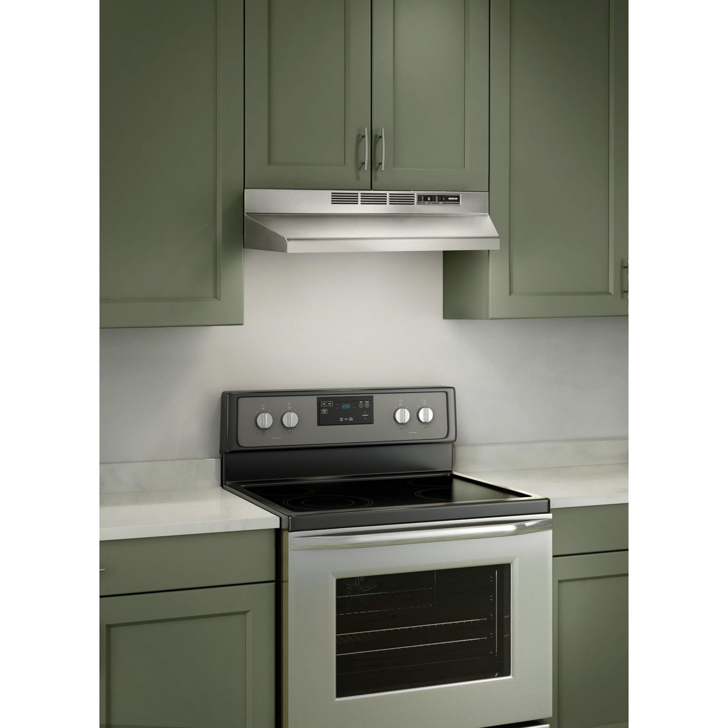 Broan-NuTone 413004 Non-Ducted Ductless Range Hood with Lights Exhaust Fan for Under Cabinet, 30-Inch, Stainless Steel