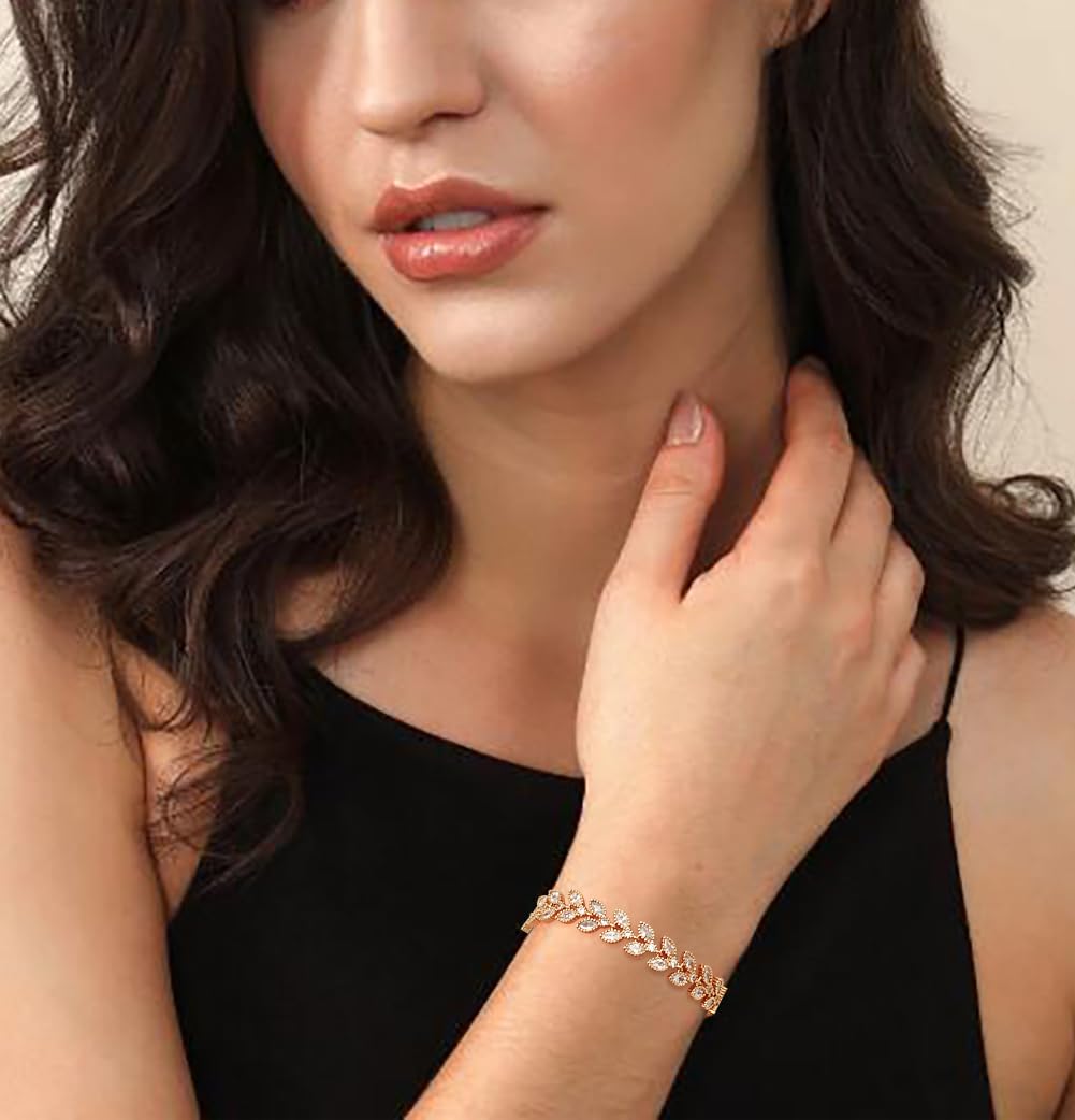 Wovanoo Tennis Bracelet for Women Cubic Zirconia Bracelets Adjustable Slider Bracelets Rose Gold