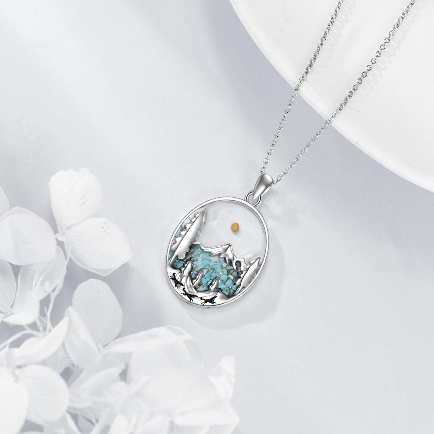 YFN Snowy Mountain Necklace for Women Sterling Silver Nature Necklace Jewelry Gift for Skiers, Hikers, Campers, Climbers and Nature Lovers