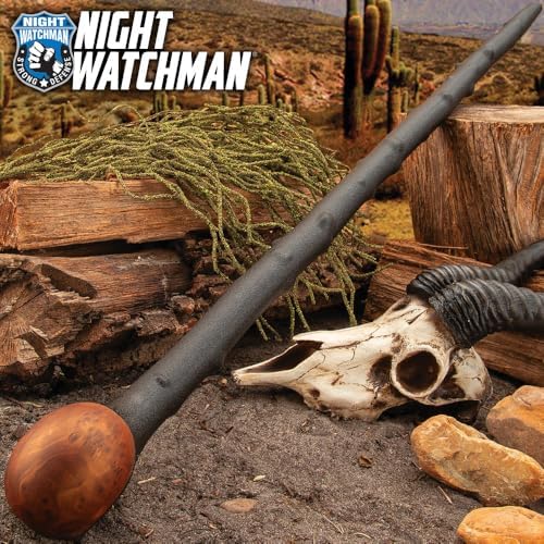 Night Watchman Blackthorn Shillelagh Cane | Traditional Walking Stick Design | Molded Polypropylene | Impact-Resistant Faux Wood Cap | 37 Inches Long