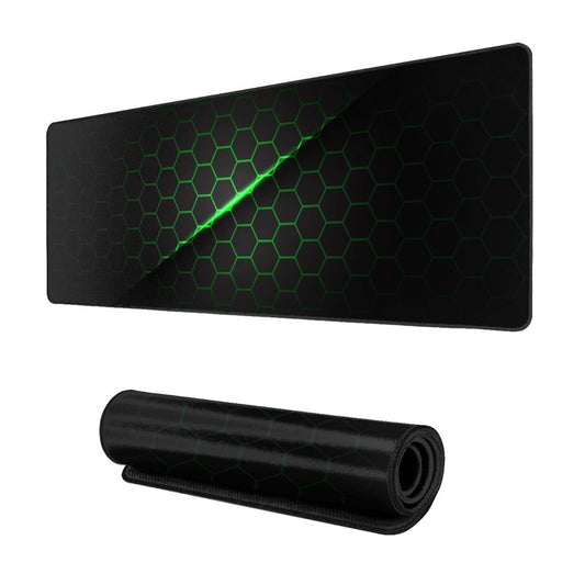 Abstract Green and Black Cool Futuristic Mouse Pad Gaming XL Large Mousepad Desk Mat Long Extended Big Keyboard Pads Table Accessories for Gaming and Office Pc Laptop Computer 31.5 X 11.8 Inch