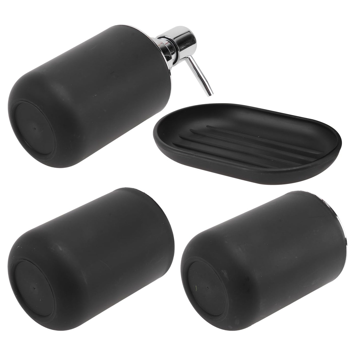 OUNONA Bathroom Wash Supplies Set Matte Black Household Washing Cup Kit with Toothbrush Holder and Mouthwash Cup and Portable Bathroom Accessories for Daily Use