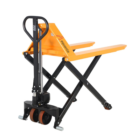 Aequanta Manual Scissor Pallet Jack Truck High Lift Hand Truck (Yellow 48 x 27 Inch)