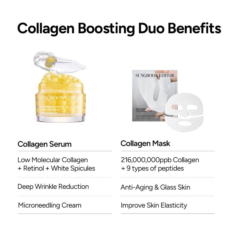 Deep Collagen Boosting Duo - Collagen Mask & Power Capsule Cream | Skincare Gift Set for Mom
