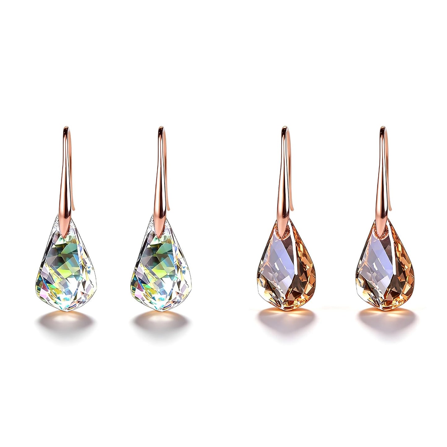 2Pcs Quartz Stone Earrings for Women Crystal Sparkling Dangle Earring Trendy Jewelry Birthday Gifts for Women
