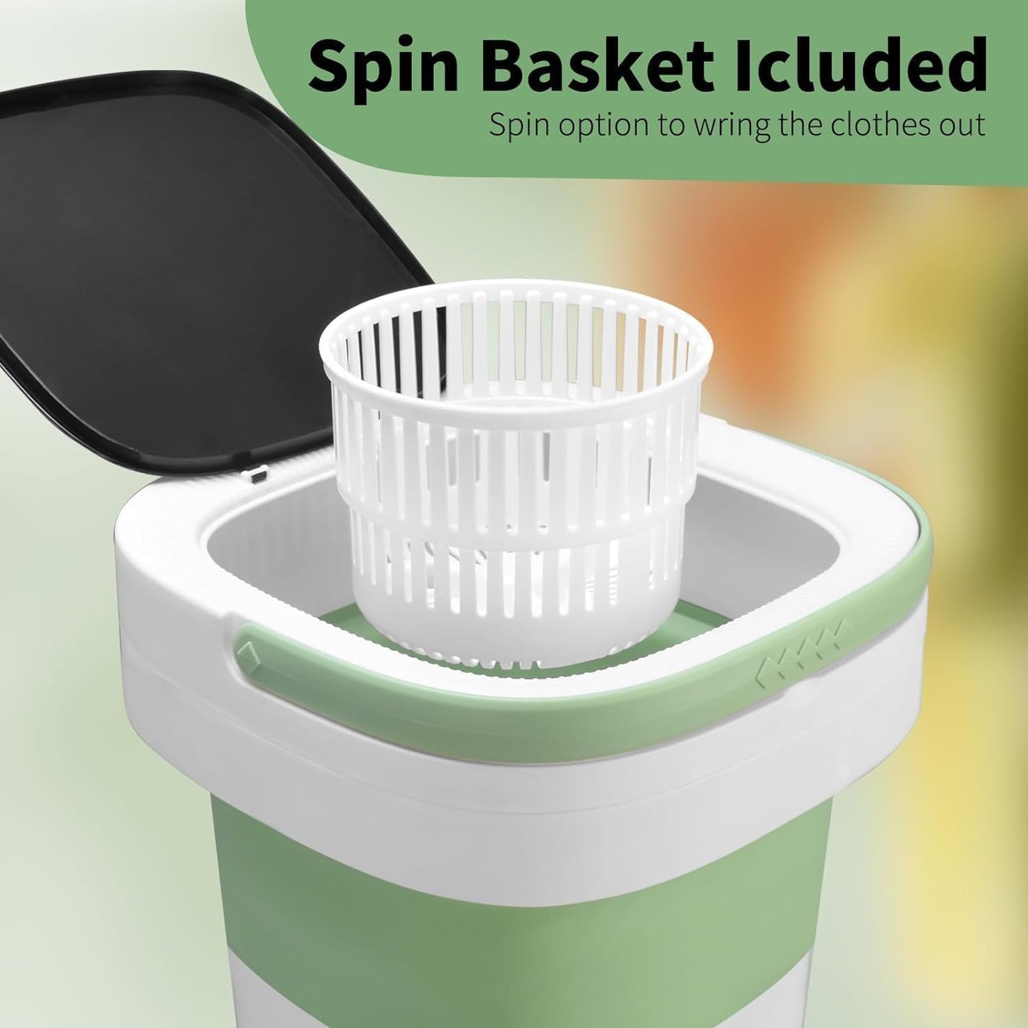 Mini Portable Washing Machine, Upgraded Washer with Spin Basket Laundry Machine, 3 Cleaning Modes Suitable for Small Clothes, Foldable Design Ideal for Hotel,Apartment, Home and Campain