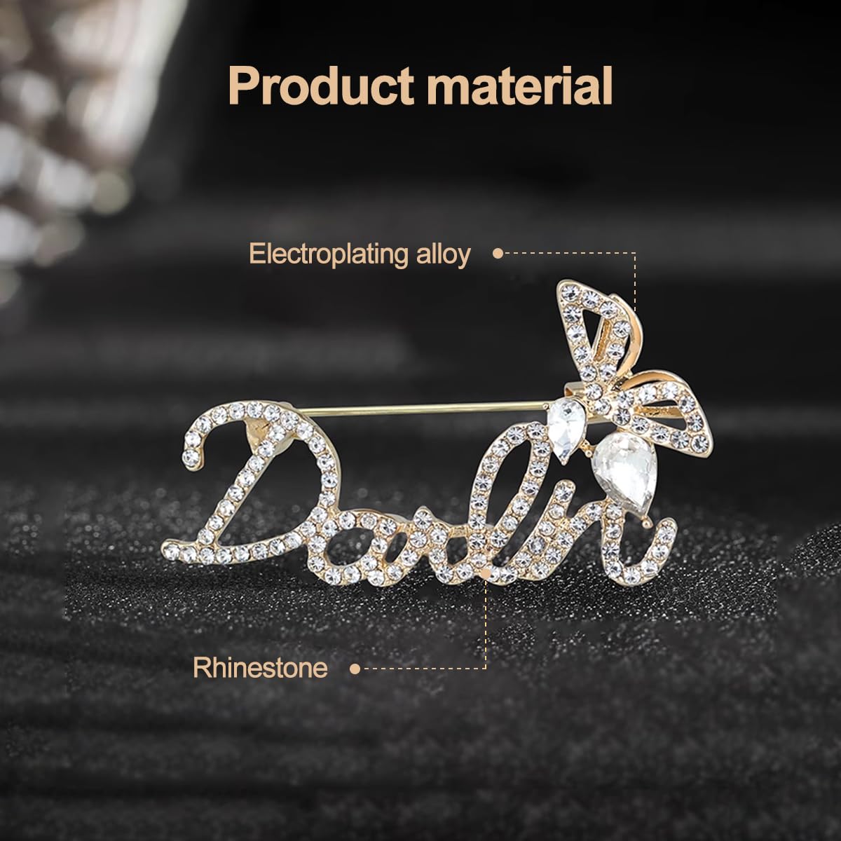 Vbvbip Gold Bee Letter Brooch – Elegant Rhinestone Alloy Lapel Pin for Women’s Blazers, Office & Party Jewelry Accessories.
