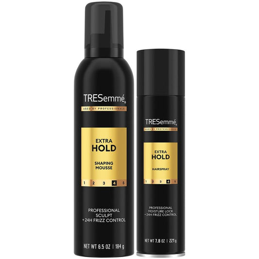 TRESemmé Extra Hold Hairspray & Shaping Mousse Bundle – 24H Touchable Hold & Volume + Frizz Control