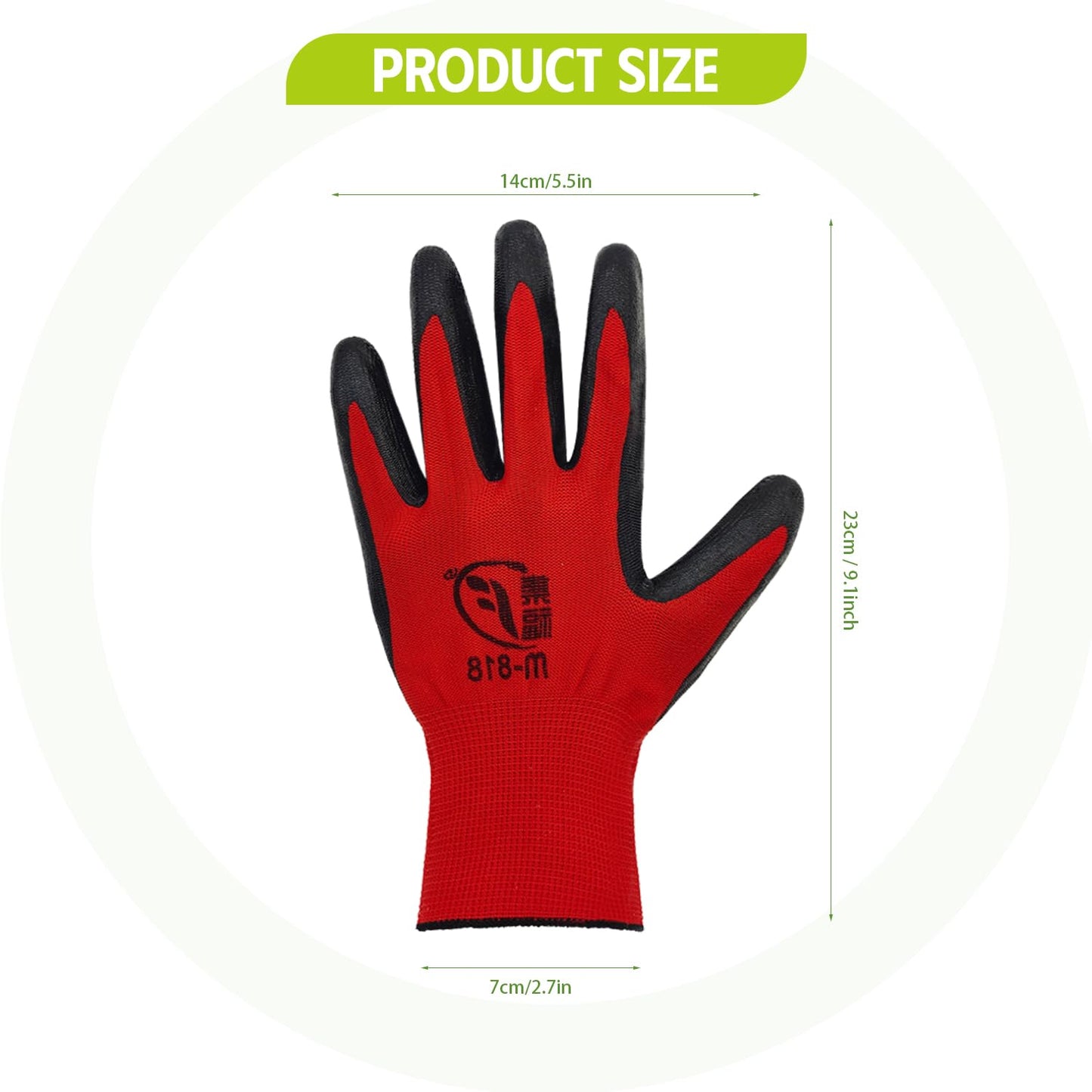 WHEATHUSK 100 Pack Gardening Gloves Bulk for Men Women, Breathable Nitrile Rubber Coated Garden Gloves Dipped Gripping Work Gloves for Construction, Gardening