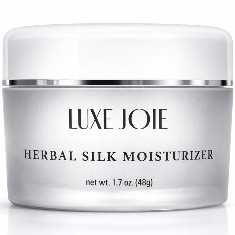 LuxeJoie Herbal Silk Moisturizer Face Cream, 1.7 oz, Lightweight Hydrating Facial Moisturizer Cream for Sensitive Skin, Non-Greasy, Silky Finish, Jojoba & Cocoa Butter, Day & Night