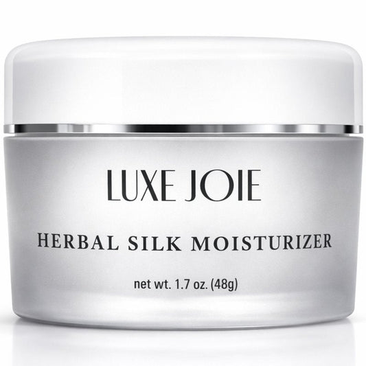LuxeJoie Herbal Silk Moisturizer Face Cream, 1.7 oz, Lightweight Hydrating Facial Moisturizer Cream for Sensitive Skin, Non-Greasy, Silky Finish, Jojoba & Cocoa Butter, Day & Night