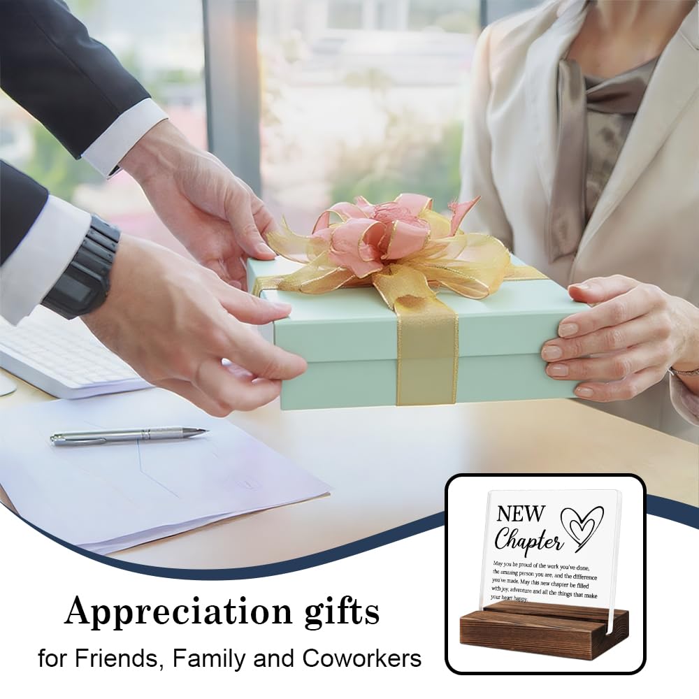 PUVOXHO Next Chapter Definition Acrylic Sign with Wooden Stand, New Start Gifts for Leader Manager Advisor Mentor Colleague, Farewell Appreciation Leaving Goodbye Gifts for Coworker Friend