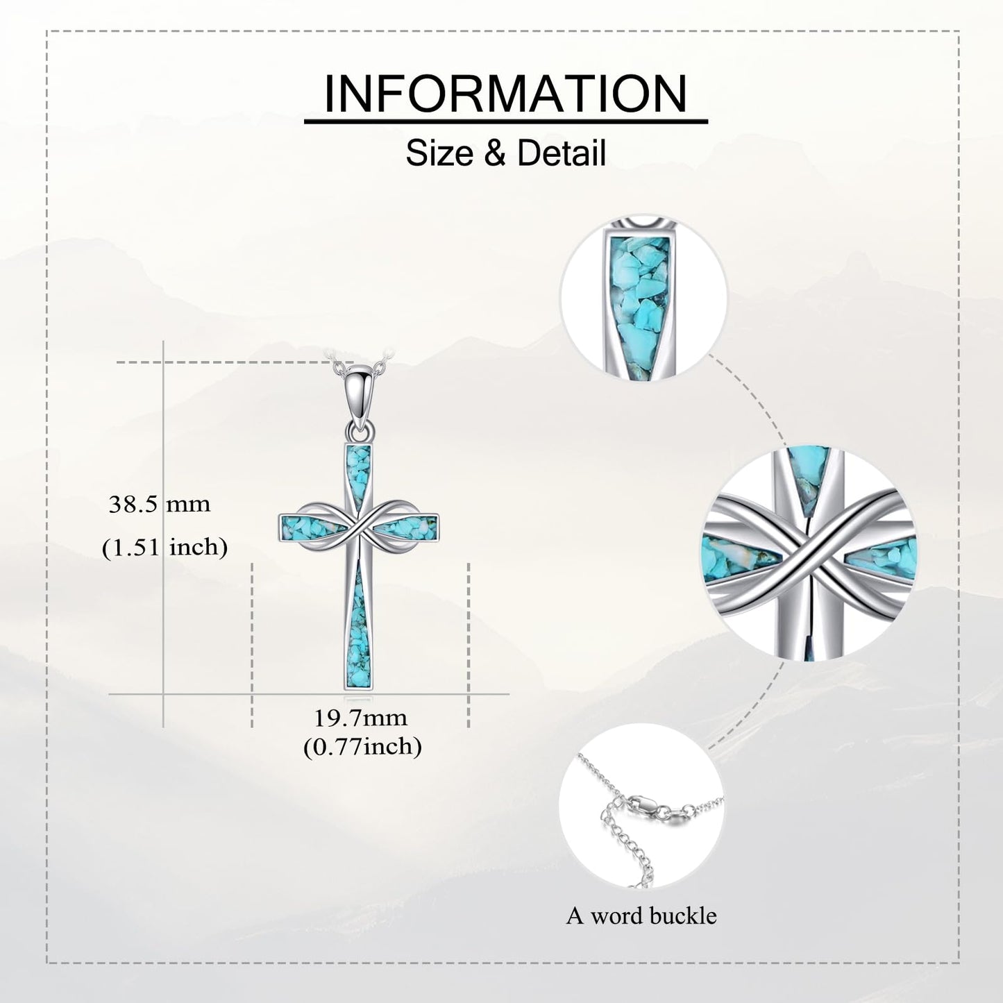 ONEFINITY Cross Necklace 925 Sterling Silver Turquoise Cross Pendant Religious Jewelry Gifts for Women Men