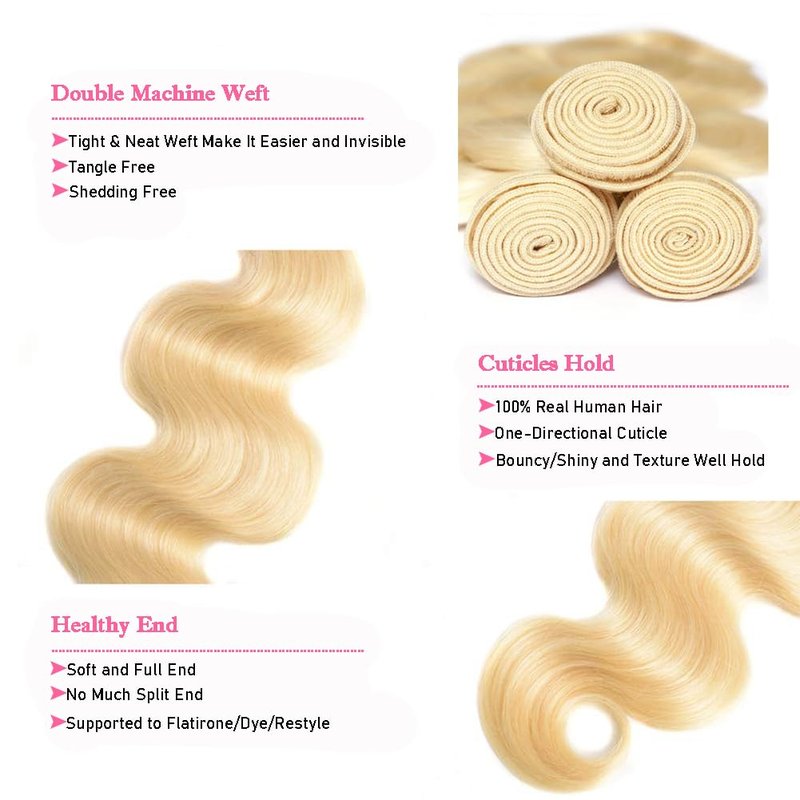 ZDLAQ 613 Bundles Blonde Bundles Human Hair 18 Inch 613 Body Wave bundles 100% Unprocessed 12A Grade Brazilian Virgin Hair Bundles 1 Bundle Human Hair 613 Blonde Bundle Hair Extensions for Women