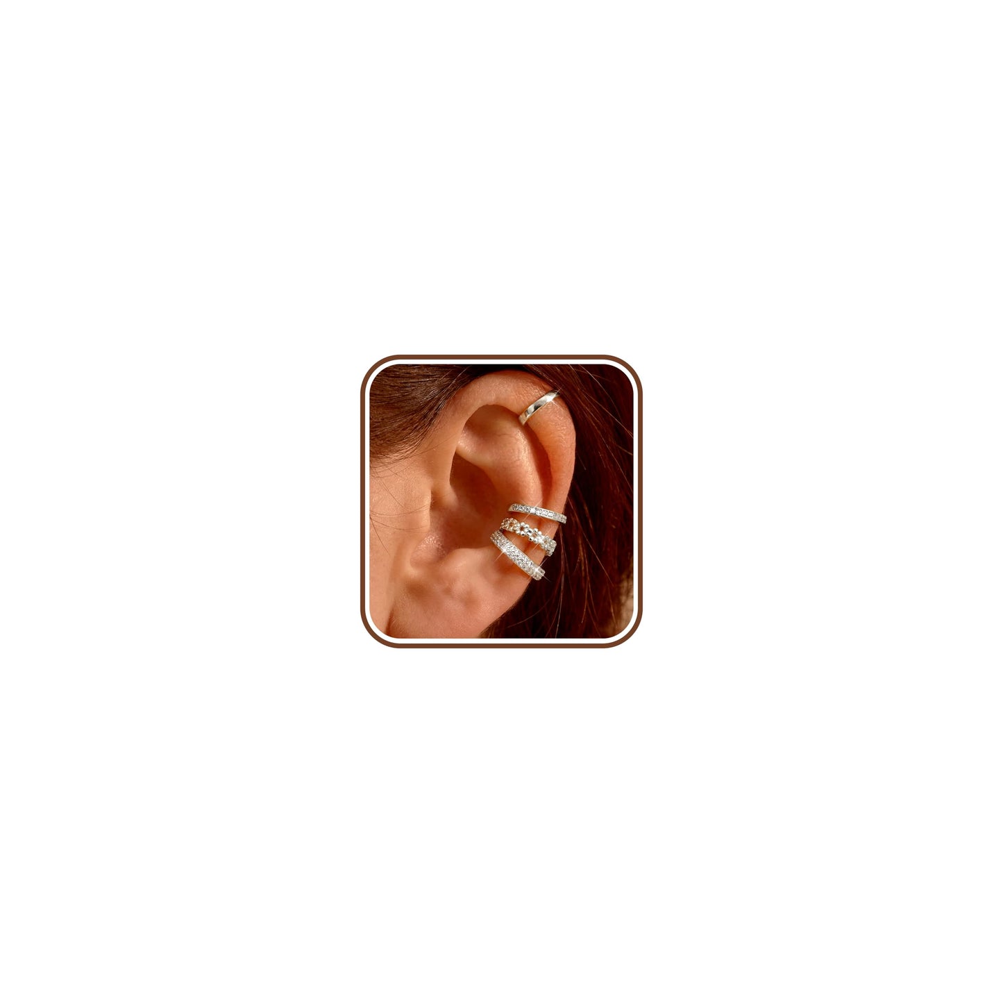 4 Pairs Ear Cuffs Non Piercing - Silver Plated Ear Cuffs Earrings for Women Trendy Ear Cuff for Non Pierced Ears Clip On Carrtilage Earring Lightweight Adjustable Fake Earrings Set Dainty