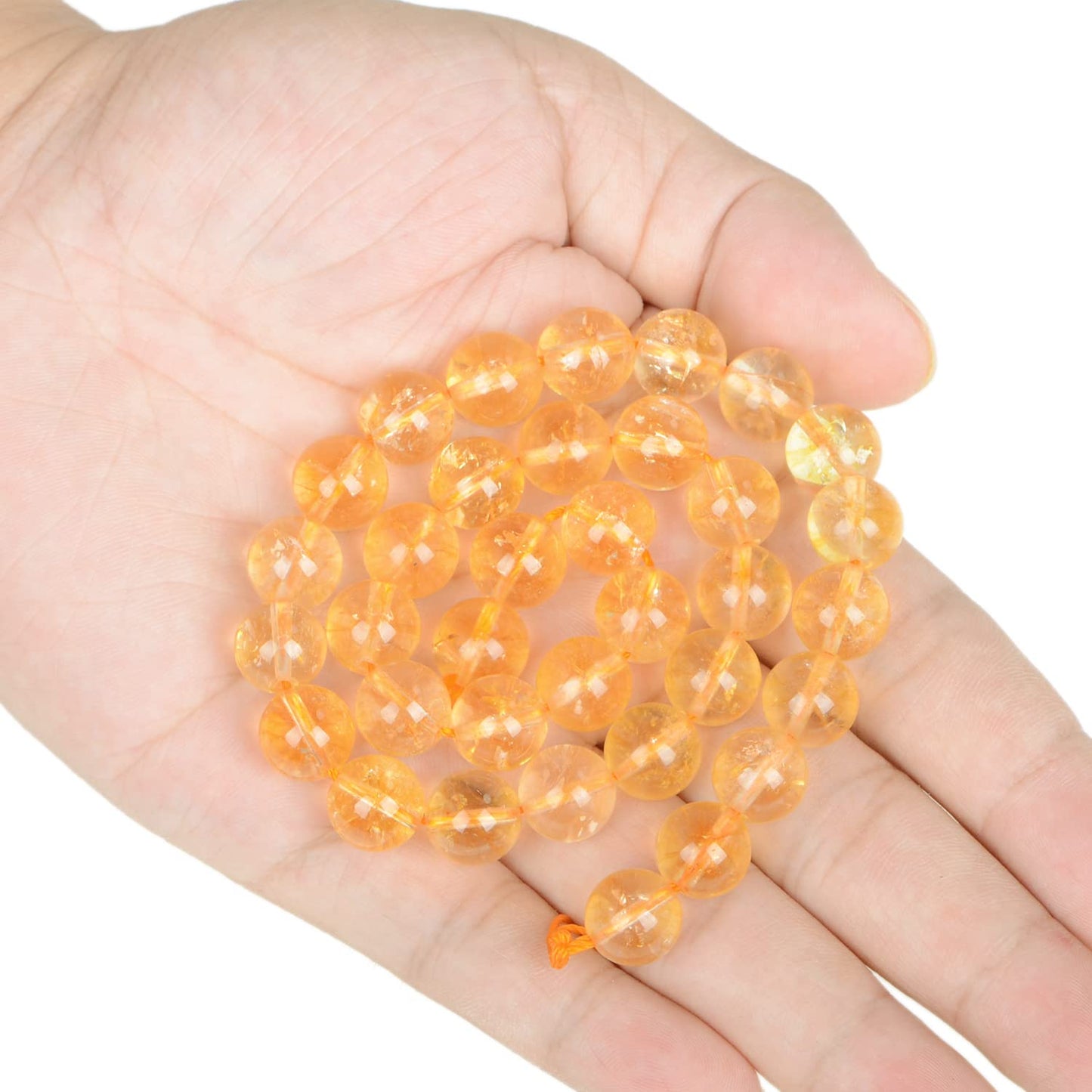 AD Beads Natural Gemstone Round Loose Beads 15" for Bracelet Necklace Earrings Jwelery Making Crafts DIY (10mm, Citrine Crystal)
