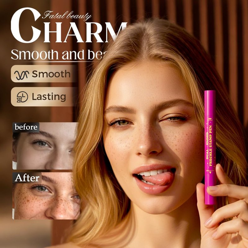 2 Pcs Freckles Stamp Pen, 2026 New Dual-Ended Waterproof Freckle Pen, Realistic Long-Lasting Freckles Makeup, Smudge-Proof Fake Freck Pen for Natural (Deep Brown)