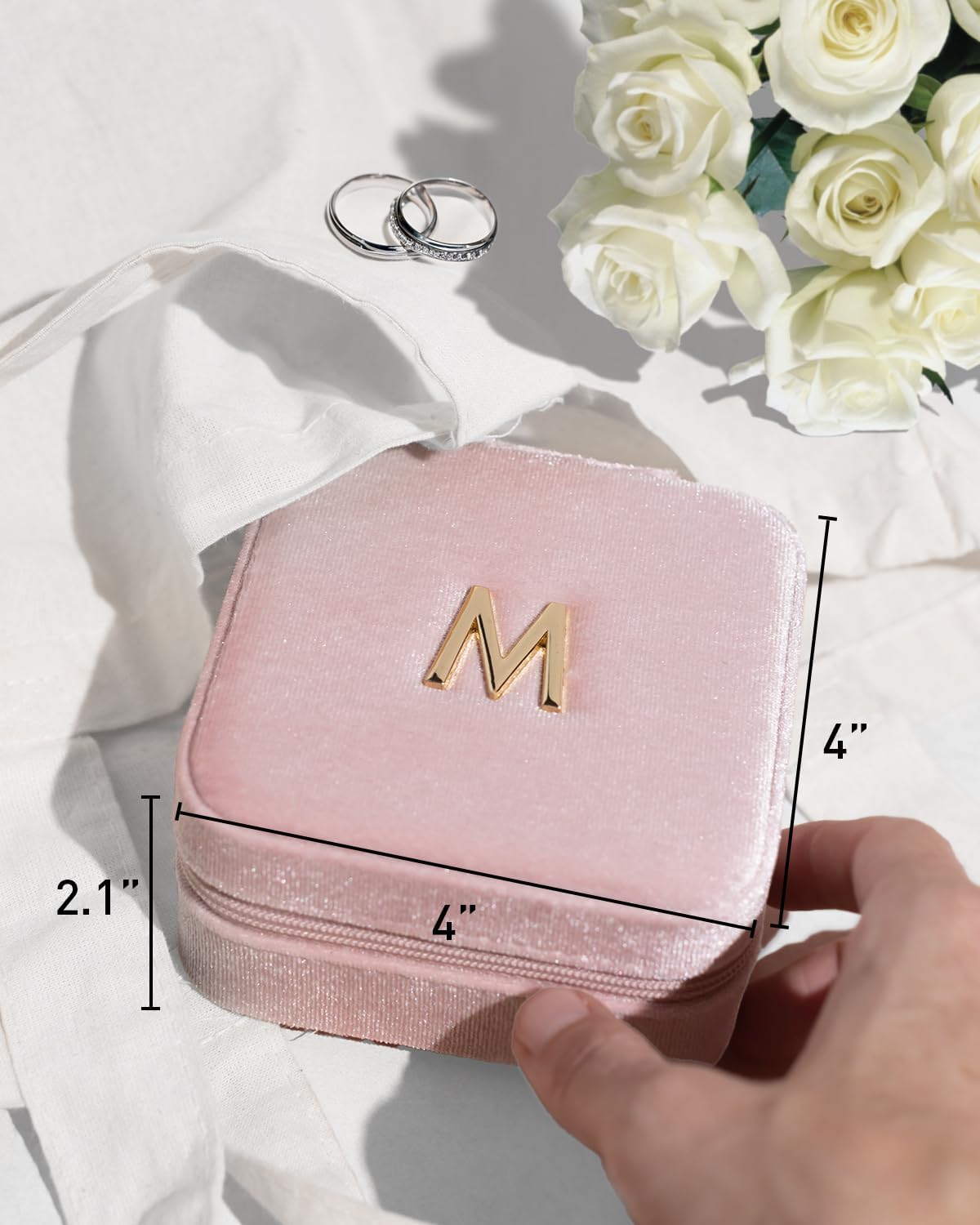 VLANDO Mothers Day Mom Gifts for Women, Travel Jewelry Case for Women, A Initial Jewelry Case, Mini Jewelry Travel Organizer Travel Essentials for Travel Gift- Letter A, Pink