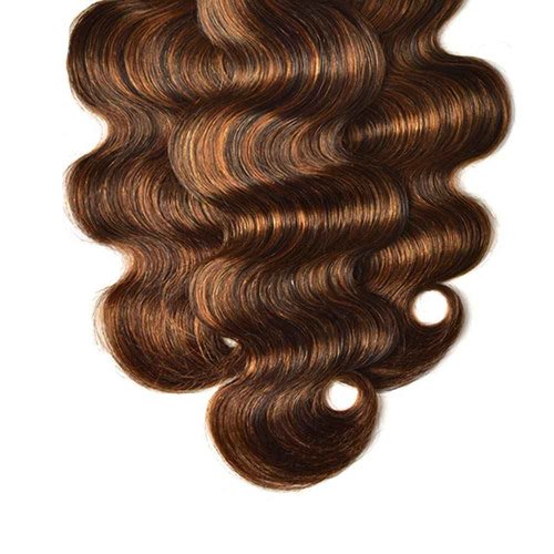 Condescension Human Hair Bundles 22 24 26 Inch Chocolate Brown Highlight P4/30 Body Wave Bundles Human Hair Unprocessed Brazilian Virgin Quick Weave Hair for Black Women