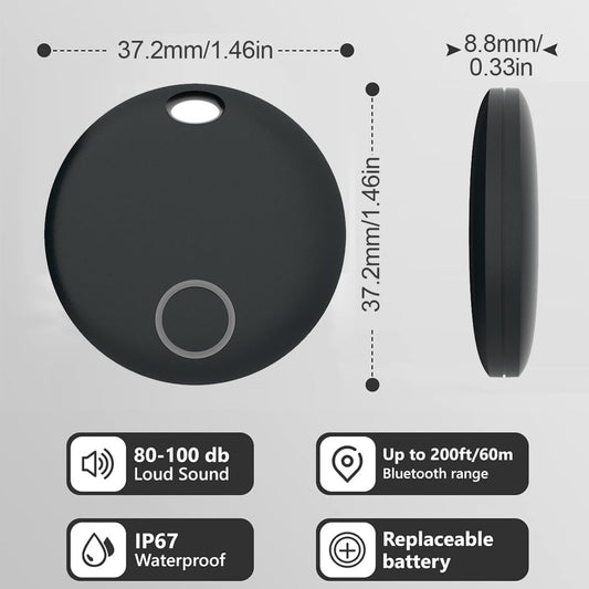 2026 New [Apple MFi Certified] Air Tracker Tags 4 Pack Luggage Tracker Works with Find My (iOS only), Key Tracker, Wallet, Suitcase,Bicycle and More, Replaceable Battery, IP67 Waterproof