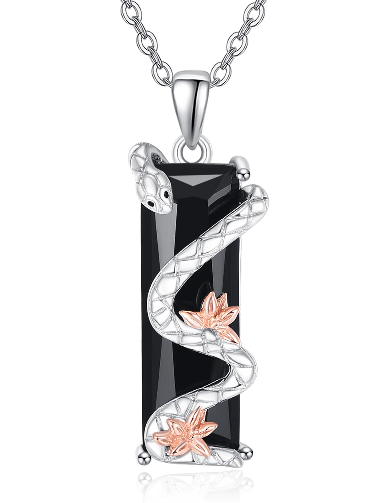 AENEAS Prime 2025 Men's Snake Necklace Sterling Silver Snake Pendant Black Crystal Flower Graduation Jewelry Gifts for Him Men Women